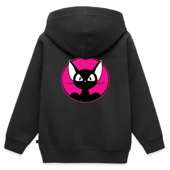 coole Katze, süße Katze, Sticker, Shirt, T-Shirt - Kinder Premium Organic Zip Hoodie - Schwarz - Hinten - AI Model Kid Male (0cm)