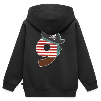 Ich bin Neun 9 / Pirat Geburtstag Party Geschenk - Kinder Premium Organic Zip Hoodie - Schwarz - Hinten - AI Model Kid Male (0cm)