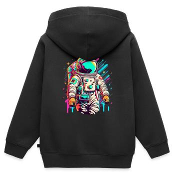 Astronaut Weltraum Raumfahrt - Kinder Premium Organic Zip Hoodie - Schwarz - Hinten - AI Model Kid Male (0cm)