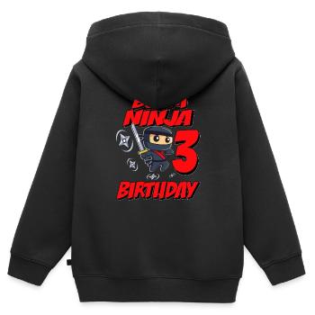 Boom Ninja 3 Birthday Years Old Bday Party Gift - Kinder Premium Organic Zip Hoodie - Schwarz - Hinten - AI Model Kid Male (0cm)