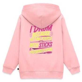 Drum Because Hitting People Is Frowned Upon 9 - Kinder Premium Organic Zip Hoodie - Rosa - Hinten - AI Model Kid Female (0cm)
