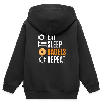 Eat Sleep Bagels Wiederholung - Kinder Premium Organic Zip Hoodie - Schwarz - Hinten - AI Model Kid Male (0cm)
