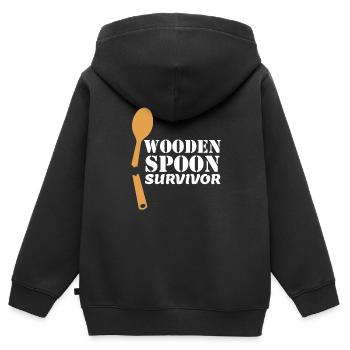 Mens Wooden Spoon Survivor idea Italian - Kids Premium Organic Zip-up Hoodie - black - Back - AI Model Kid Male (0cm)