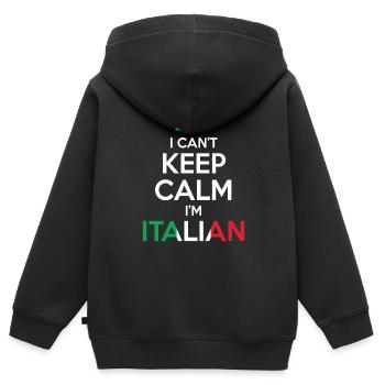 Ich kann nicht ruhig bleiben Ich bin Italiener - Kinder Premium Organic Zip Hoodie - Schwarz - Hinten - AI Model Kid Male (0cm)