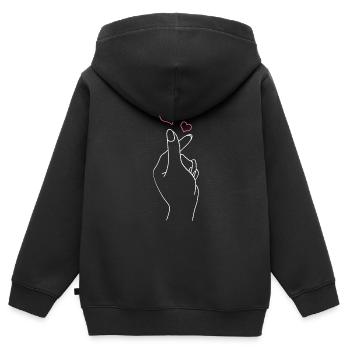 K-Pop Hand Symbol Heart K-Drama Korean Pop Music - Kids Premium Organic Zip-up Hoodie - black - Back - AI Model Kid Male (0cm)