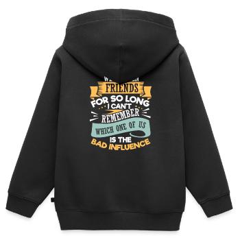 Neuheit seit langem Freunde introvertiertes Wortspiel Geschenk - Kinder Premium Organic Zip Hoodie - Schwarz - Hinten - AI Model Kid Male (0cm)