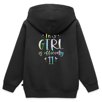 Dieses Mädchen ist offiziell 11 elf Jahre alt 11. - Kinder Premium Organic Zip Hoodie - Schwarz - Hinten - AI Model Kid Male (0cm)