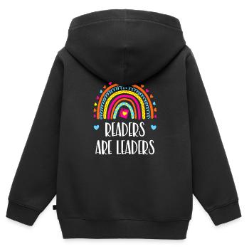 Leser sind führend - Buchliebhaber - Kinder Premium Organic Zip Hoodie - Schwarz - Hinten - AI Model Kid Male (0cm)