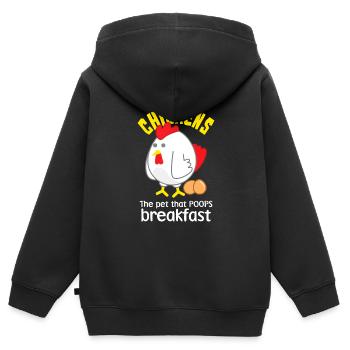 Chickens The Pet That Poops Breakfast Funny - Kids Premium Organic Zip-up Hoodie - black - Back - AI Model Kid Male (0cm)
