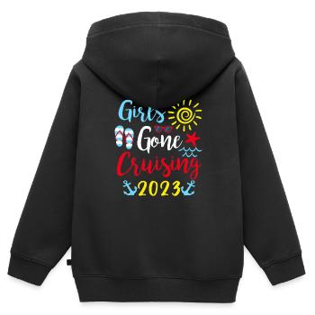 Womens Girls Gone Cruising 2023 Vacation Girl - Kids Premium Organic Zip-up Hoodie - black - Back - AI Model Kid Male (0cm)