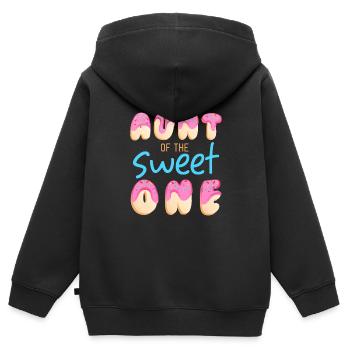 Tante de Sweet One Première fête d’anniversaire assortie - Sweat Premium à capuche zippé enfant bio - noir - Dos - AI Model Kid Male (0cm)