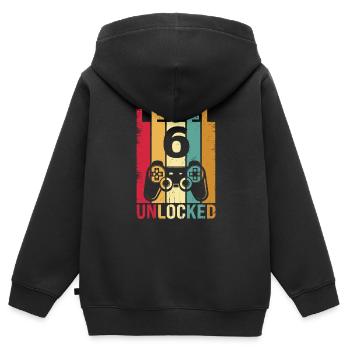 Sechs 6 Jahre 6 Geburtstag Junge Sohn Lustiger Spieler 6. Jahre - Kinder Premium Organic Zip Hoodie - Schwarz - Hinten - AI Model Kid Male (0cm)