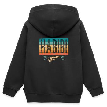 Arabisch schreiben Habibi zu Weihnachten - Kinder Premium Organic Zip Hoodie - Schwarz - Hinten - AI Model Kid Male (0cm)