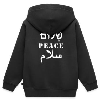 English Peace Arabic Salam Hebrew Shalom Language - Kids Premium Organic Zip-up Hoodie - black - Back - AI Model Kid Male (0cm)