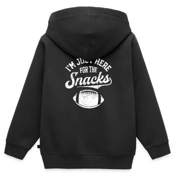 Ich bin nur hier für die Snacks Funny Fantasy Footbal - Kinder Premium Organic Zip Hoodie - Schwarz - Hinten - AI Model Kid Male (0cm)
