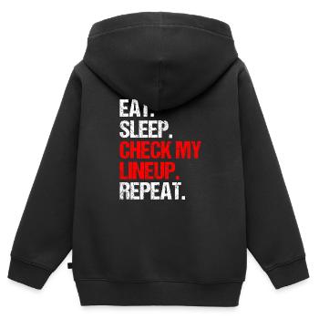 Mangez Sleep Vérifiez mon line-up Repeat, Fantasy Football - Sweat Premium à capuche zippé enfant bio - noir - Dos - AI Model Kid Male (0cm)
