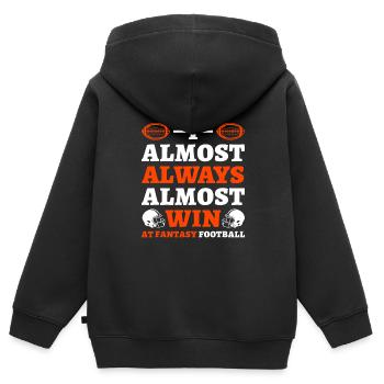 Ich gewinne fast immer fast beim Fantasy Football - Kinder Premium Organic Zip Hoodie - Schwarz - Hinten - AI Model Kid Male (0cm)