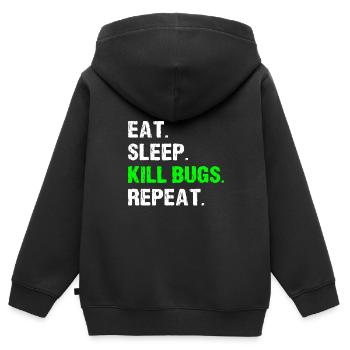 Manger dormir tuer les insectes répéter drôle de lutte antiparasitaire - Sweat Premium à capuche zippé enfant bio - noir - Dos - AI Model Kid Male (0cm)