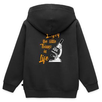 Biologe Mikroskop Labor - Biologie Wortspiel - Kinder Premium Organic Zip Hoodie - Schwarz - Hinten - AI Model Kid Male (0cm)