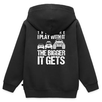 Offroad-Wortspiele Offroad-Auto-Sammler - Kinder Premium Organic Zip Hoodie - Schwarz - Hinten - AI Model Kid Male (0cm)