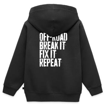 Off-Road Break It Fix It Repeat Off-Roading Gift - Kids Premium Organic Zip-up Hoodie - black - Back - AI Model Kid Male (0cm)