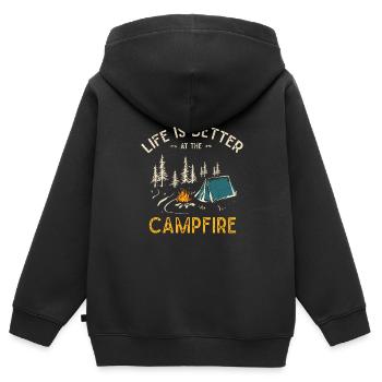Das Leben ist besser am Lagerfeuer Funny Camper Camp - Kinder Premium Organic Zip Hoodie - Schwarz - Hinten - AI Model Kid Male (0cm)