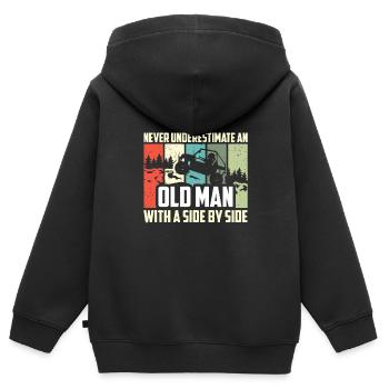 Never Underestimate An Old Man With A Side By Side - Kids Premium Organic Zip-up Hoodie - black - Back - AI Model Kid Male (0cm)