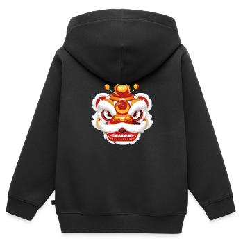 Chinese Celebration Festival New Year Lion Dance - Kids Premium Organic Zip-up Hoodie - black - Back - AI Model Kid Male (0cm)
