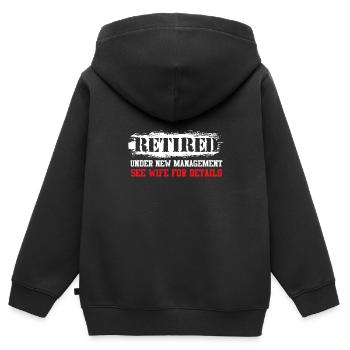Lustig im Ruhestand unter neuer Leitung siehe Ehefrau - Kinder Premium Organic Zip Hoodie - Schwarz - Hinten - AI Model Kid Male (0cm)