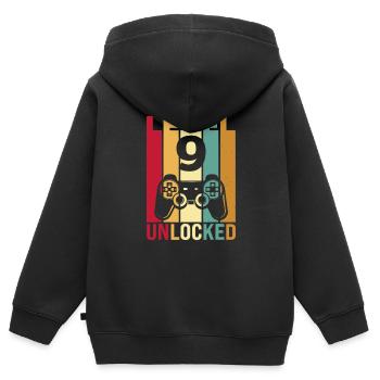 Ten 9yr 9 Birthday Boy Son Funny Gamer 9th Years - Kids Premium Organic Zip-up Hoodie - black - Back - AI Model Kid Male (0cm)