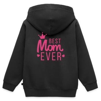 Meilleur cadeau de fête des mères pour maman petite amie - Sweat Premium à capuche zippé enfant bio - noir - Dos - AI Model Kid Male (0cm)