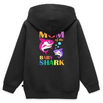 Mama des Babys Geburtstag Hai Mama Hai Mutter - Kinder Premium Organic Zip Hoodie - Schwarz - Hinten - AI Model Kid Male (0cm)