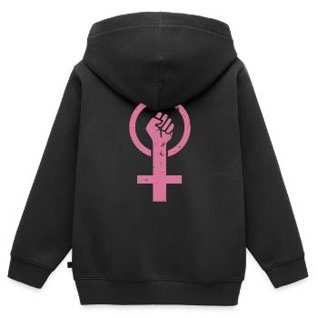 Feministin - Venus - Weibliches Zeichen - Niedliche Feministin - Kinder Premium Organic Zip Hoodie - Schwarz - Hinten - AI Model Kid Male (0cm)