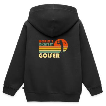 World’s Okayest Golfer - Golf Vintage Golfing - Sweat Premium à capuche zippé enfant bio - noir - Dos - AI Model Kid Male (0cm)