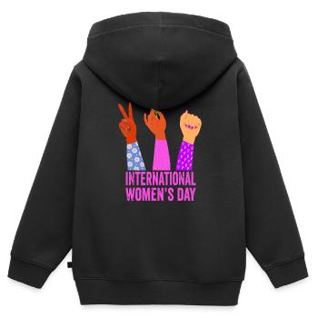 Internationaler Frauentag - Frauen setzen sich für Gleichberechtigung ein - Kinder Premium Organic Zip Hoodie - Schwarz - Hinten - AI Model Kid Male (0cm)
