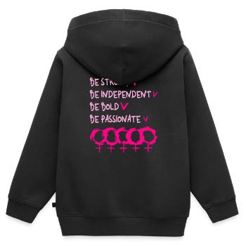 Women's Empowerment, Internationaler Frauentag - Kinder Premium Organic Zip Hoodie - Schwarz - Hinten - AI Model Kid Male (0cm)