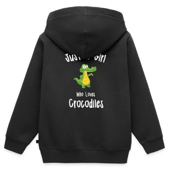 Crocodile pour les filles | Crocodile féminin - Sweat Premium à capuche zippé enfant bio - noir - Dos - AI Model Kid Male (0cm)