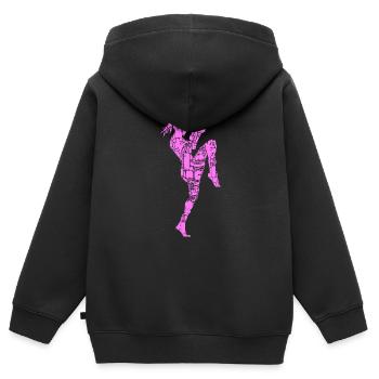 Muay Thai Women Girls - Kids Premium Organic Zip-up Hoodie - black - Back - AI Model Kid Male (0cm)