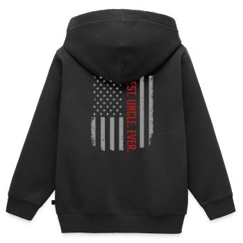 Herren bester Onkel aller Zeiten US-amerikanische Flagge Geschenk - Kinder Premium Organic Zip Hoodie - Schwarz - Hinten - AI Model Kid Male (0cm)