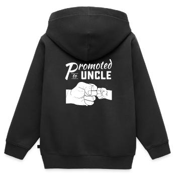 Mens Promoted to Uncle baby announcement 2022 - Kids Premium Organic Zip-up Hoodie - black - Back - AI Model Kid Male (0cm)