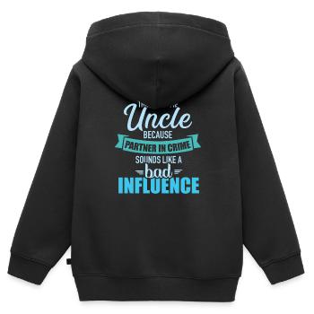 Onkel, weil Partner in Crime schlecht klingt - Kinder Premium Organic Zip Hoodie - Schwarz - Hinten - AI Model Kid Male (0cm)
