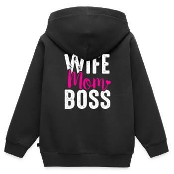 Wife Mom - Kids Premium Organic Zip-up Hoodie - black - Back - AI Model Kid Male (0cm)
