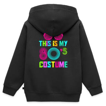C’est mon costume des années 80 Fancy eighties dress Party - Sweat Premium à capuche zippé enfant bio - noir - Dos - AI Model Kid Male (0cm)