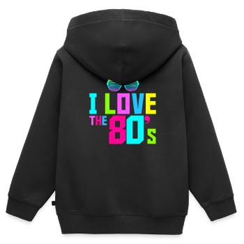 Ich liebe das 80er Jahre Kostüm Fancy Achtziger Kleid Party - Kinder Premium Organic Zip Hoodie - Schwarz - Hinten - AI Model Kid Male (0cm)