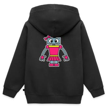 Roboter Mädchen Spaß Niedliches Kleid Girly Roboter Robotik - Kinder Premium Organic Zip Hoodie - Schwarz - Hinten - AI Model Kid Male (0cm)