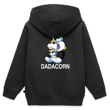 Dadacorn Einhorn Vater von 2 Kindern Vatertag - Kinder Premium Organic Zip Hoodie - Schwarz - Hinten - AI Model Kid Male (0cm)