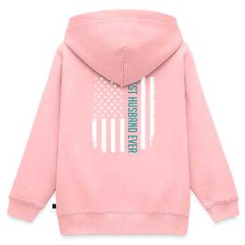 Meilleur mari jamais Cadeaux de drapeau américain pour le père - Sweat Premium à capuche zippé enfant bio - rose - Dos - AI Model Kid Female (0cm)