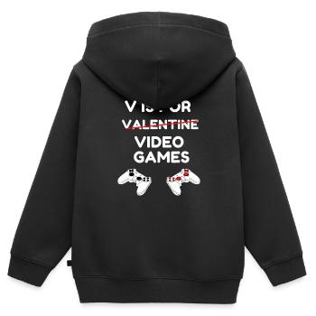 V ist für Videospiele Awesome Valentines Day Gamer - Kinder Premium Organic Zip Hoodie - Schwarz - Hinten - AI Model Kid Male (0cm)