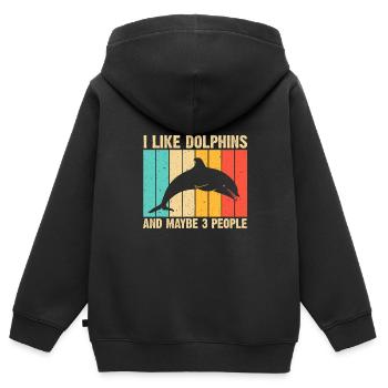 Delphin-Design für Männer Frauen Delphin-Liebhaber Beluga - Kinder Premium Organic Zip Hoodie - Schwarz - Hinten - AI Model Kid Male (0cm)