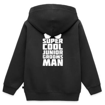 Kids Junior Groomsman Wedding Marriage Party Jr - Kids Premium Organic Zip-up Hoodie - black - Back - AI Model Kid Male (0cm)